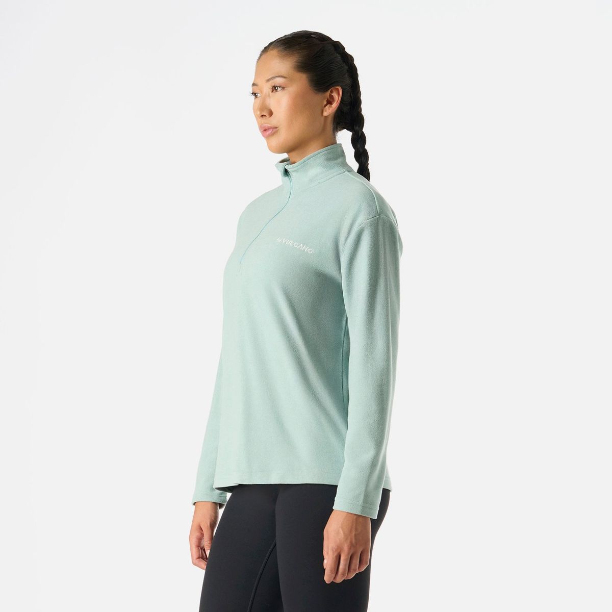 VULCANO - Polerón Mujer Cool Down 1/4 Zip Fleece Jade Vulcano