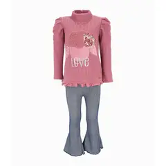 LIMONADA - Conjunto niña love burdeo