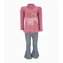 LIMONADA - Conjunto niña love burdeo