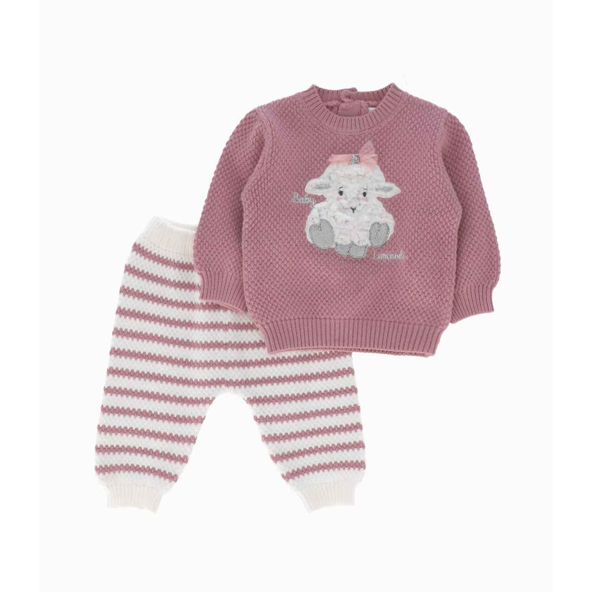 LIMONADA - Conjunto recién nacida tejido palo rosa Limonada