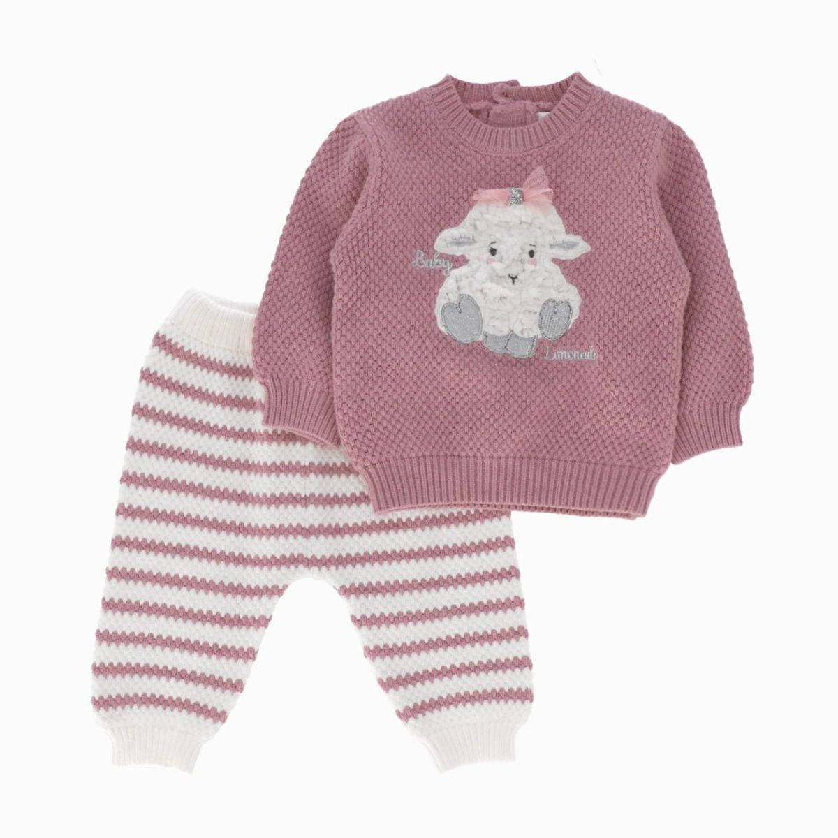 LIMONADA - Conjunto recién nacida tejido palo rosa Limonada