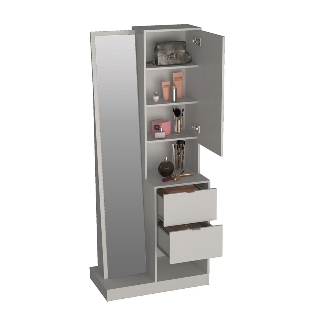 BE DESIGN - CÓMODA CON ESPEJO Y 2 CAJONES BLANCO EMOVELL