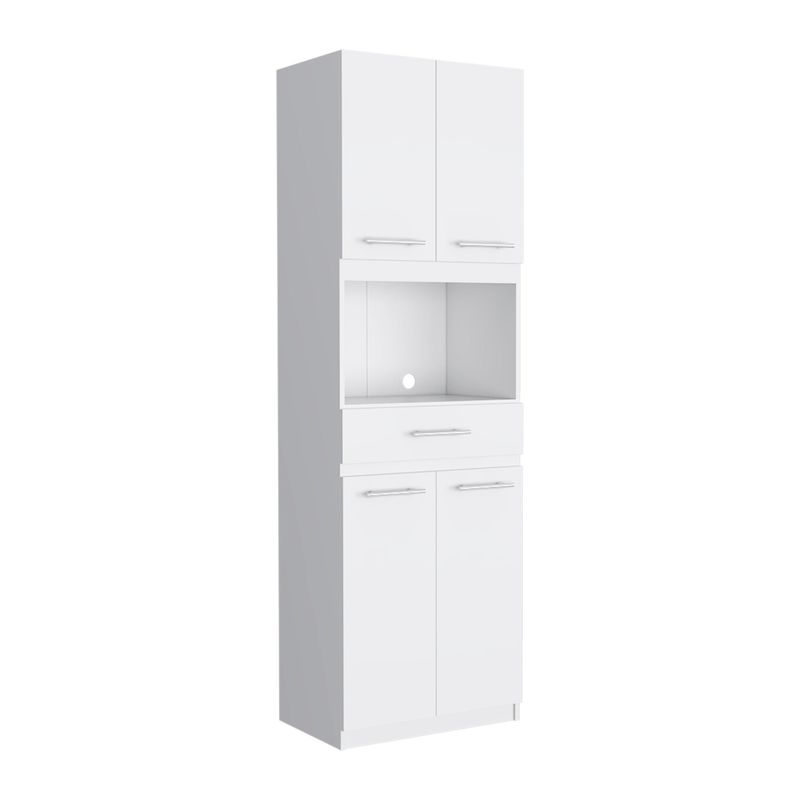 FMFURNITURE - Mueble Microondas 4 Puertas 1 Cajon Blanco 90x50x50 cm.