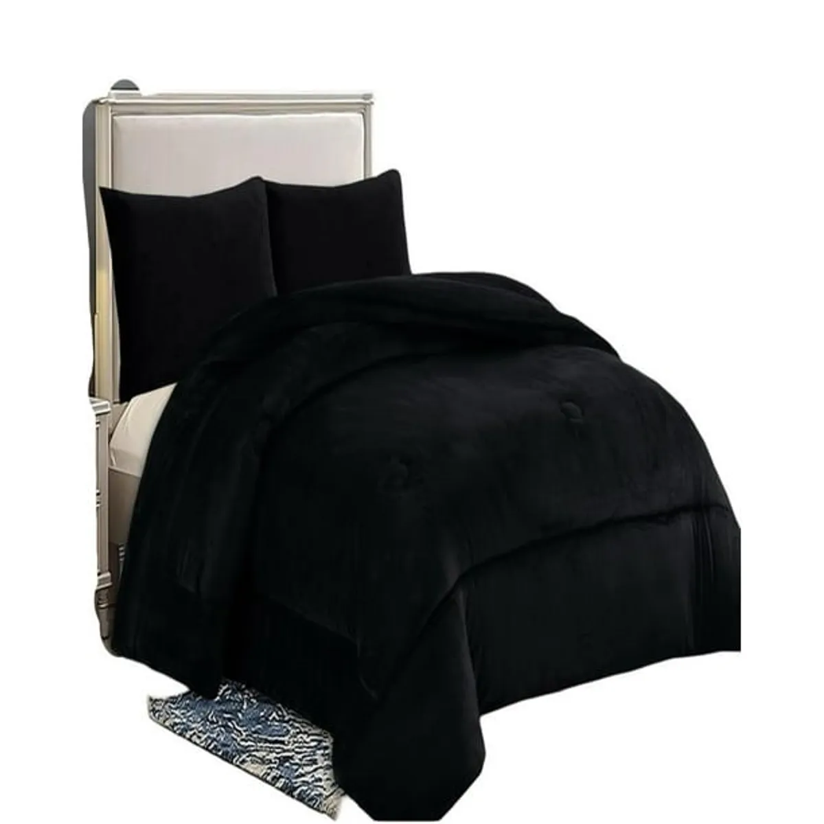 GENERICO - COBERTOR PLUSH CON CHIPORRO COLOR LISO NEGRO TF 1.5 PLAZA.