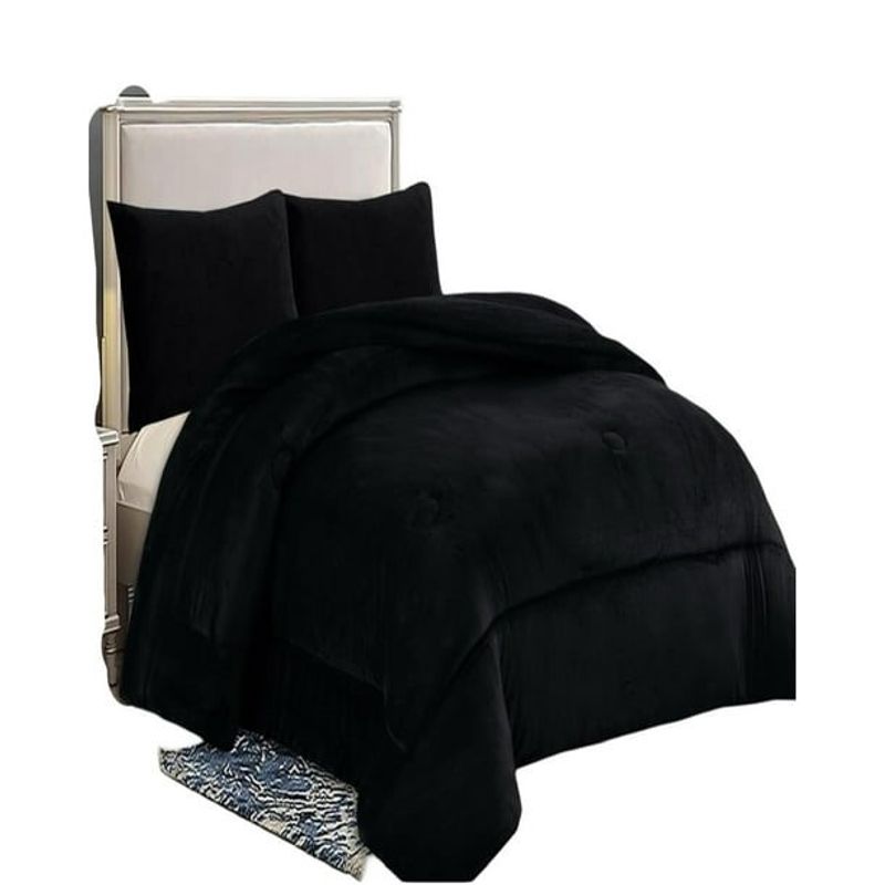GENERICO - COBERTOR PLUSH CON CHIPORRO COLOR LISO NEGRO TF 1.5 PLAZA