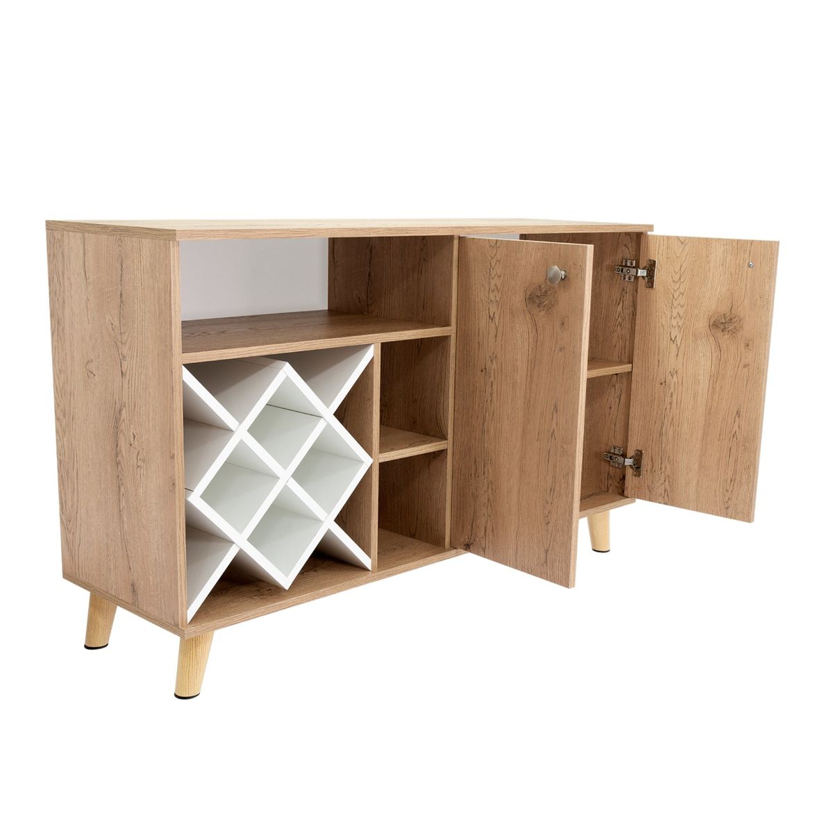 FMFURNITURE - Bar Bajo 12 Botelleros 2 Puertas Fm-013C Café Claro