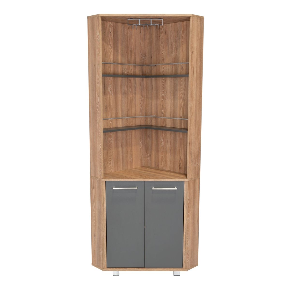 FMFURNITURE - Bar Esquinero 5 Repisas 2 Puertas Fm-013C Café Claro