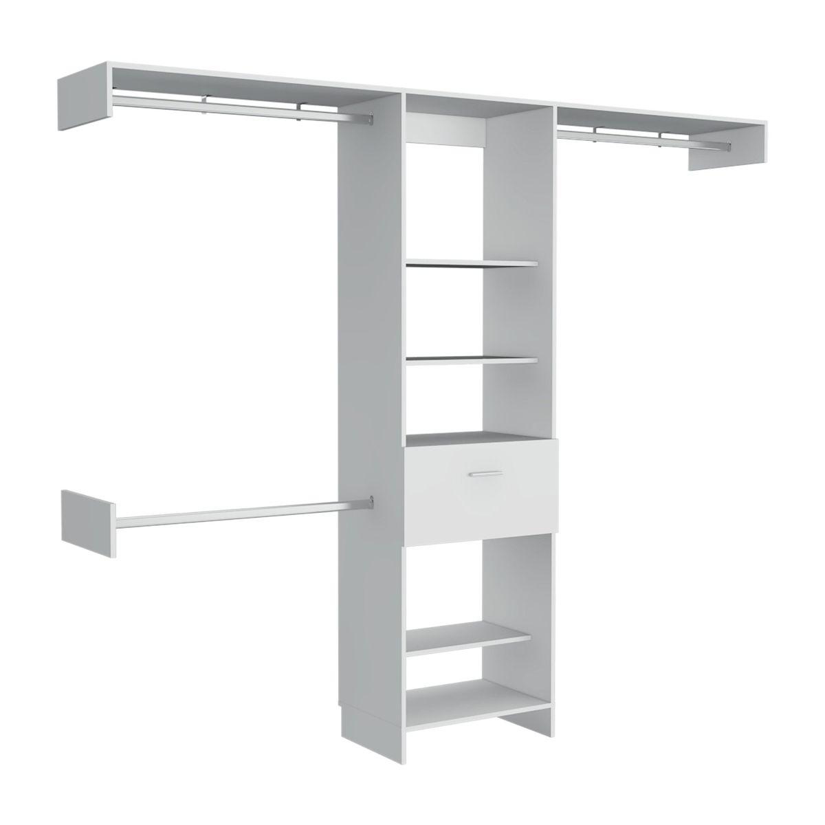 FMFURNITURE - Closet 1 Cajon Multiples Barras Blanco 210.6x250x41.5 cm