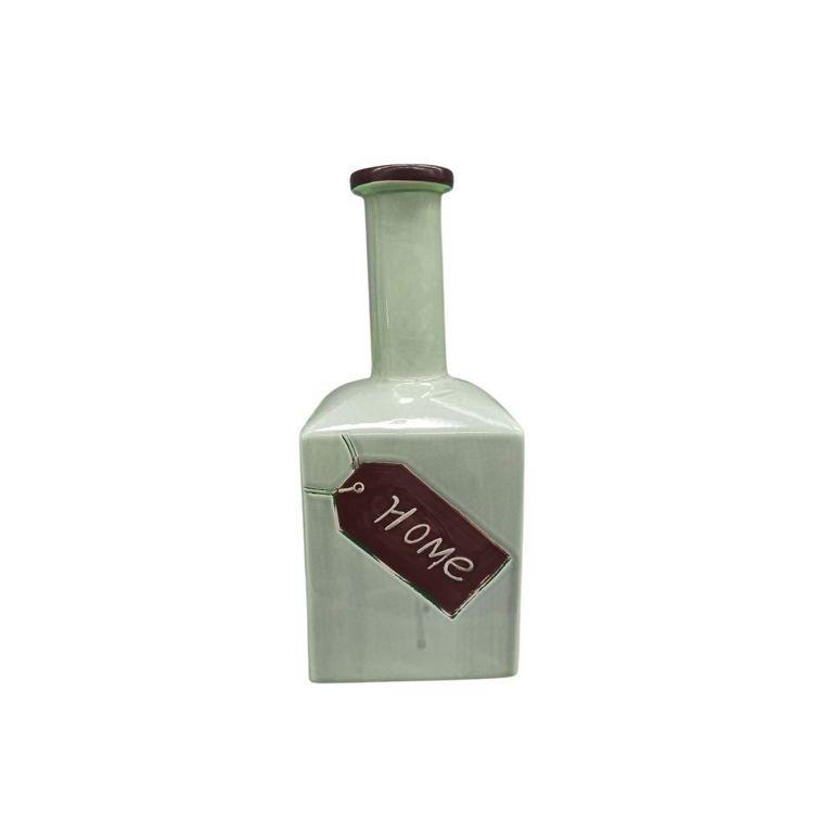 Botella decorativa de ceramica verde menta 31 cm