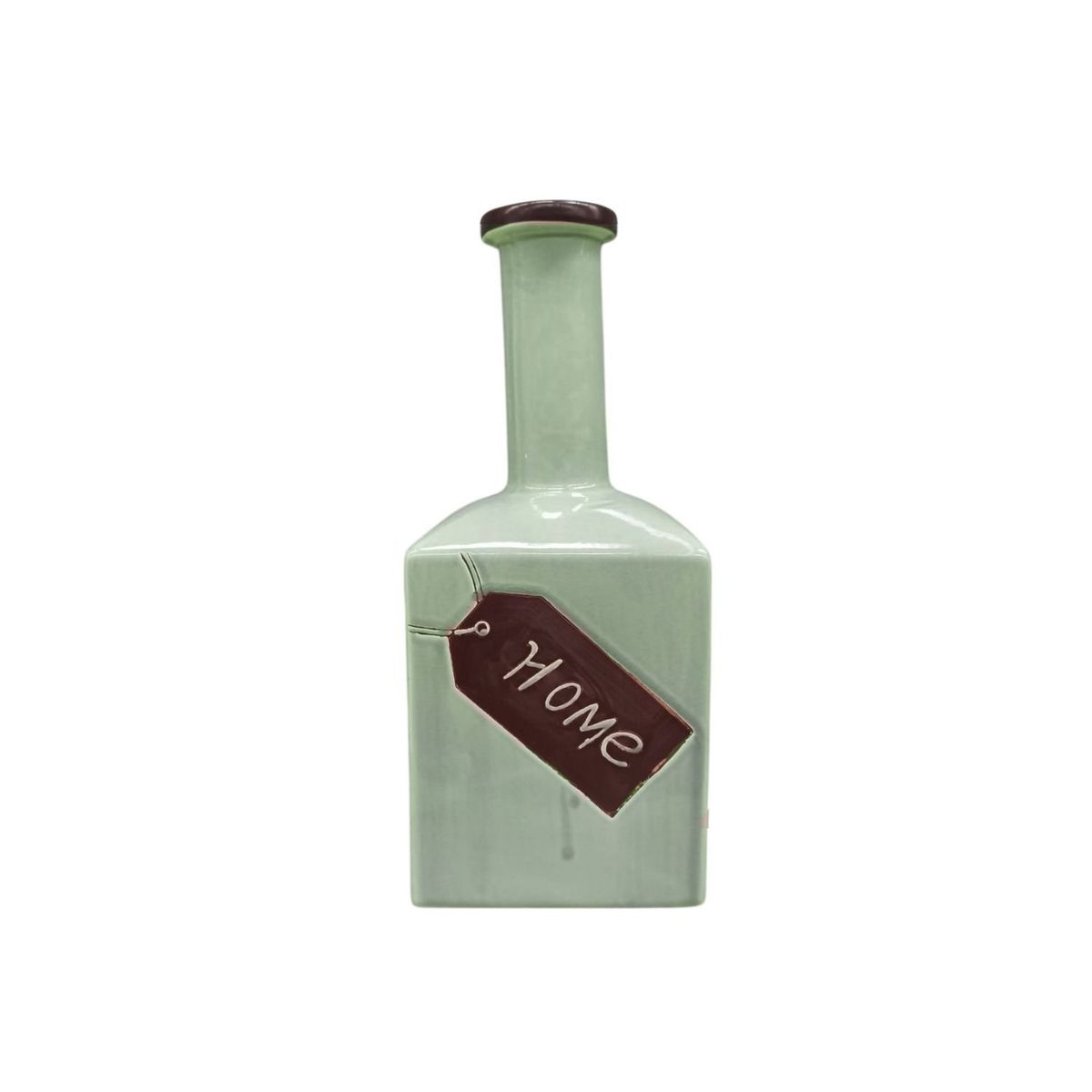 HOME ESSENTIALS - Botella decorativa de cerámica verde menta 31 cm