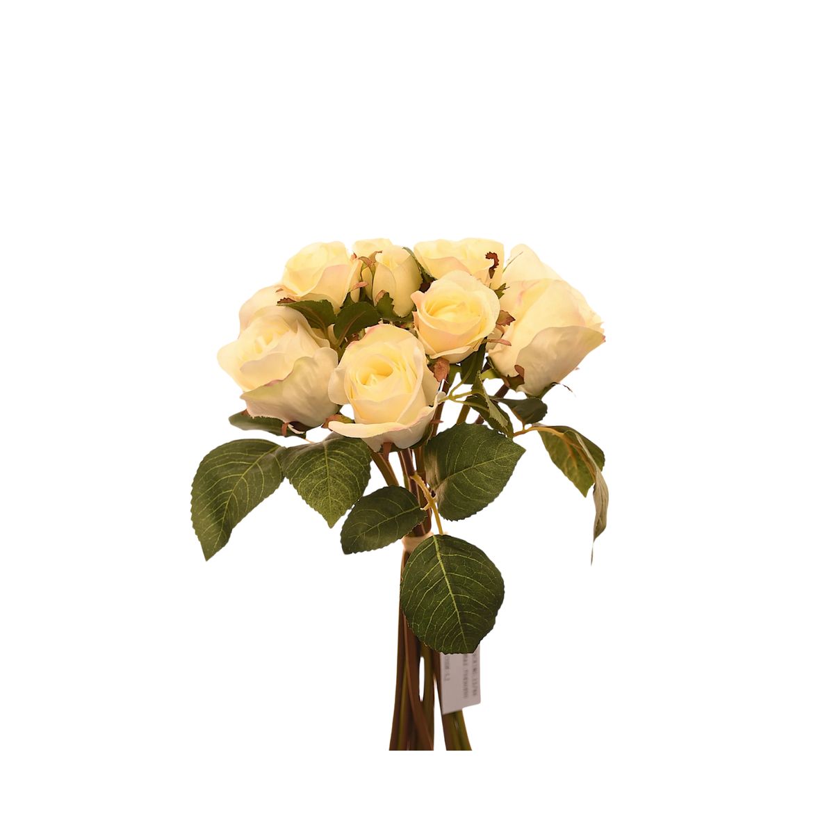 VADELL - Ramo de 12 rosas blancas artificiales de 27 cm