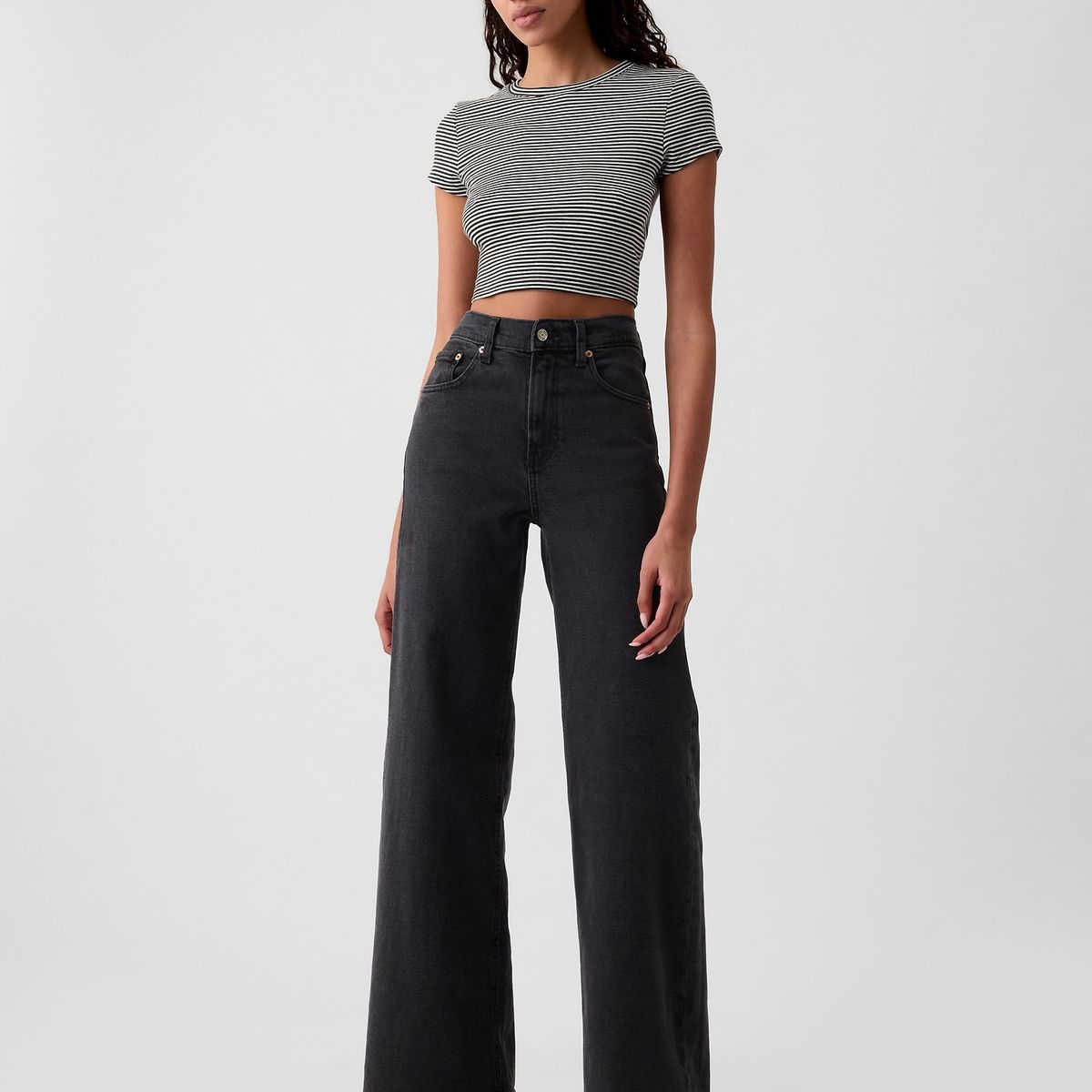 GAP - Jeans Mujer Wide Leg Stride Negro GAP