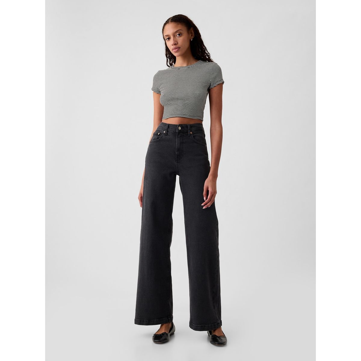 GAP - Jeans Mujer Wide Leg Stride Negro GAP