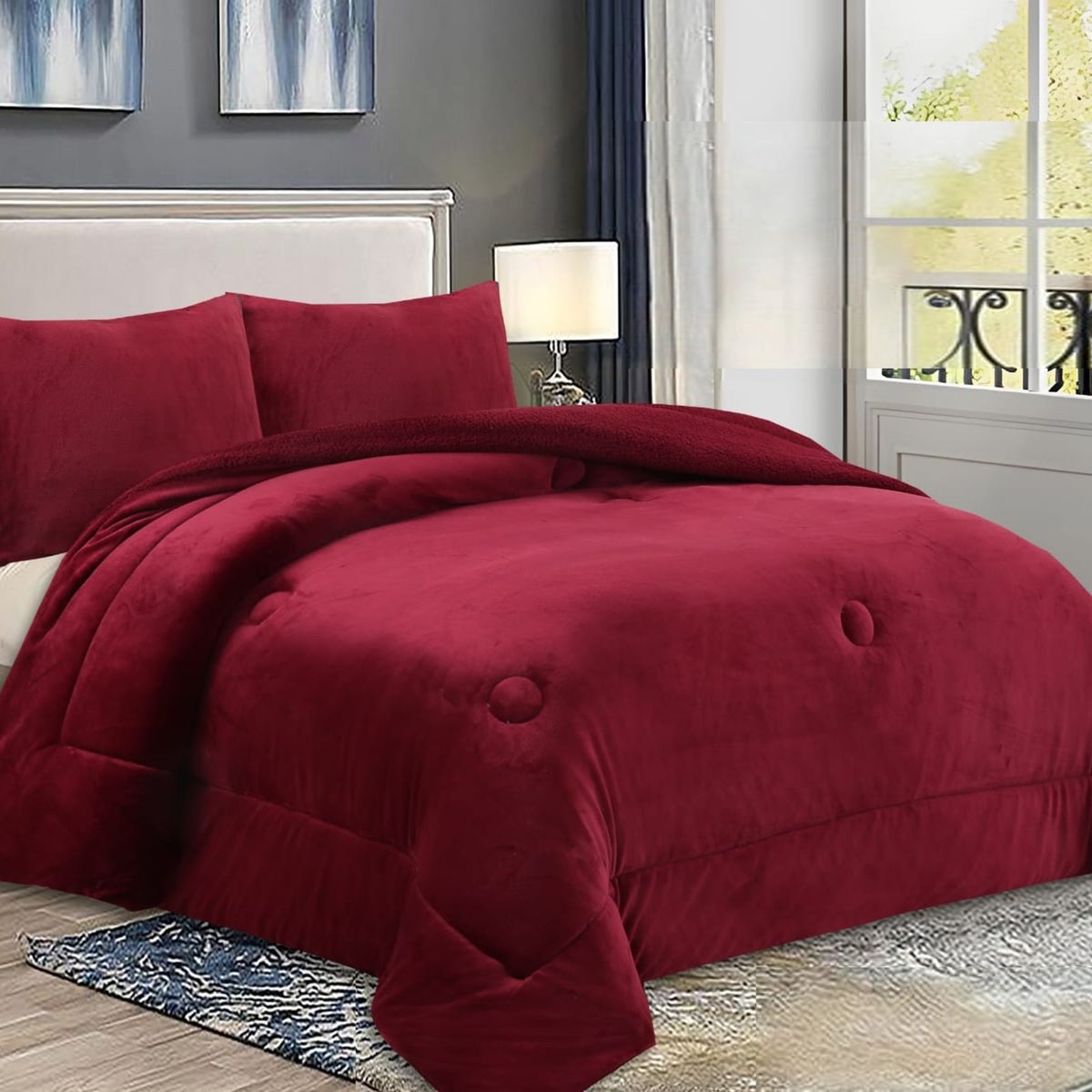 GENERICO - COBERTOR PLUSH CON CHIPORRO COLOR LISO BURDEO TF 2 PLAZA