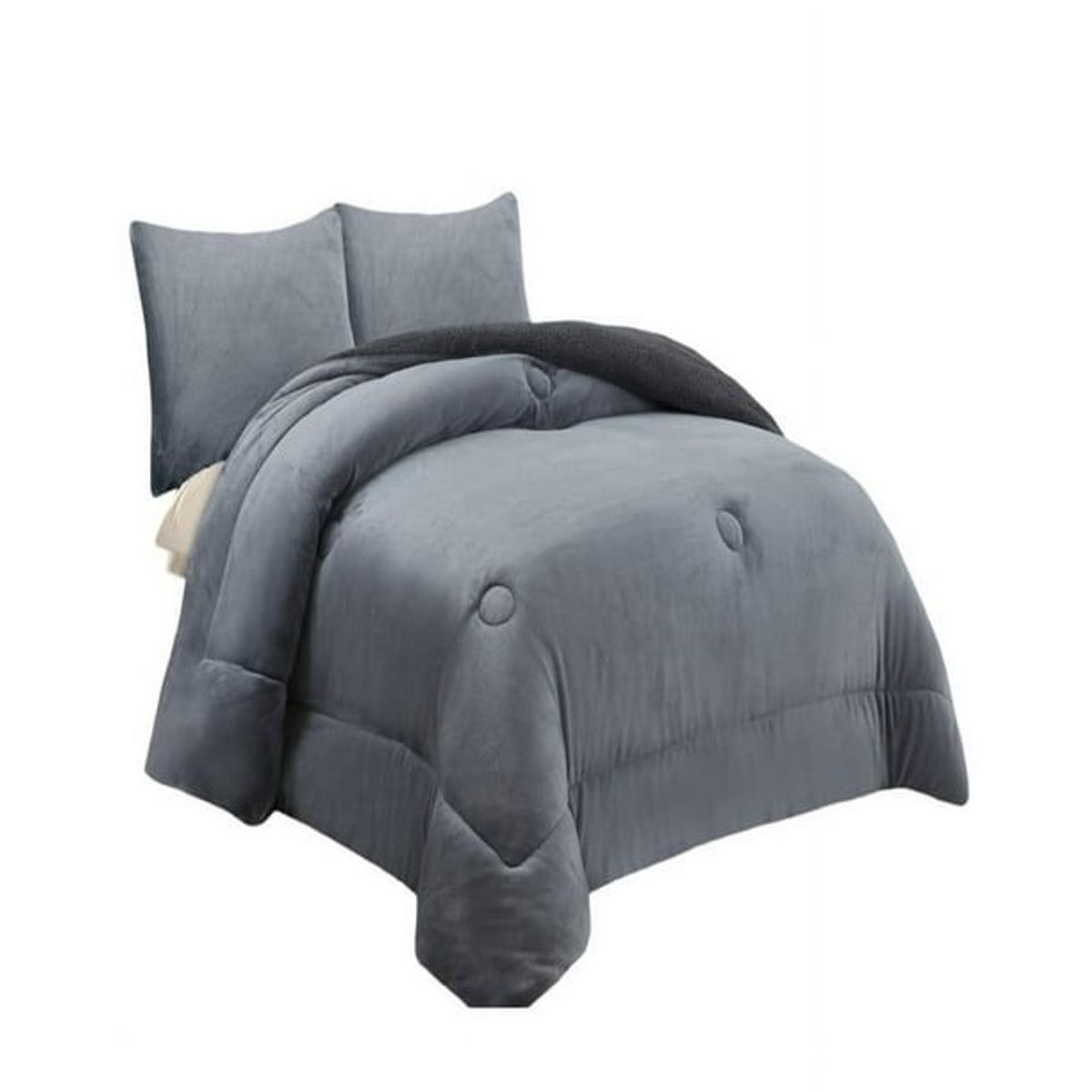 GENERICO - COBERTOR PLUSH CON CHIPORRO COLOR LISO GRIS TF 2 PLAZA