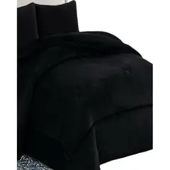 GENERICO - COBERTOR PLUSH CON CHIPORRO COLOR LISO NEGRO TF 2 PLAZA