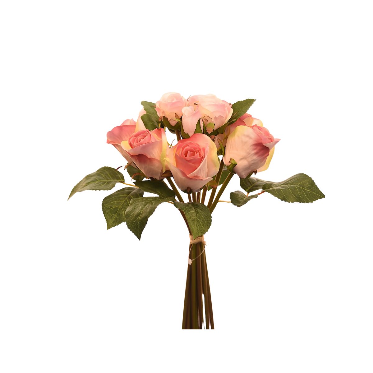 VADELL - Ramo de 12 rosas rosadas artificiales de 27 cm