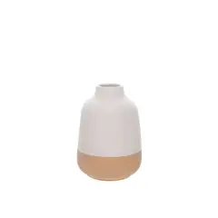 HOME ESSENTIALS - Florero de Cerámica 14 cm blanco/beige