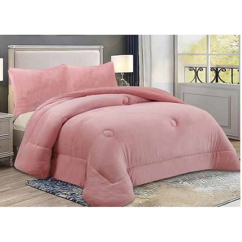 GENERICO - COBERTOR PLUSH CON CHIPORRO COLOR LISO PALO ROSA TF KING