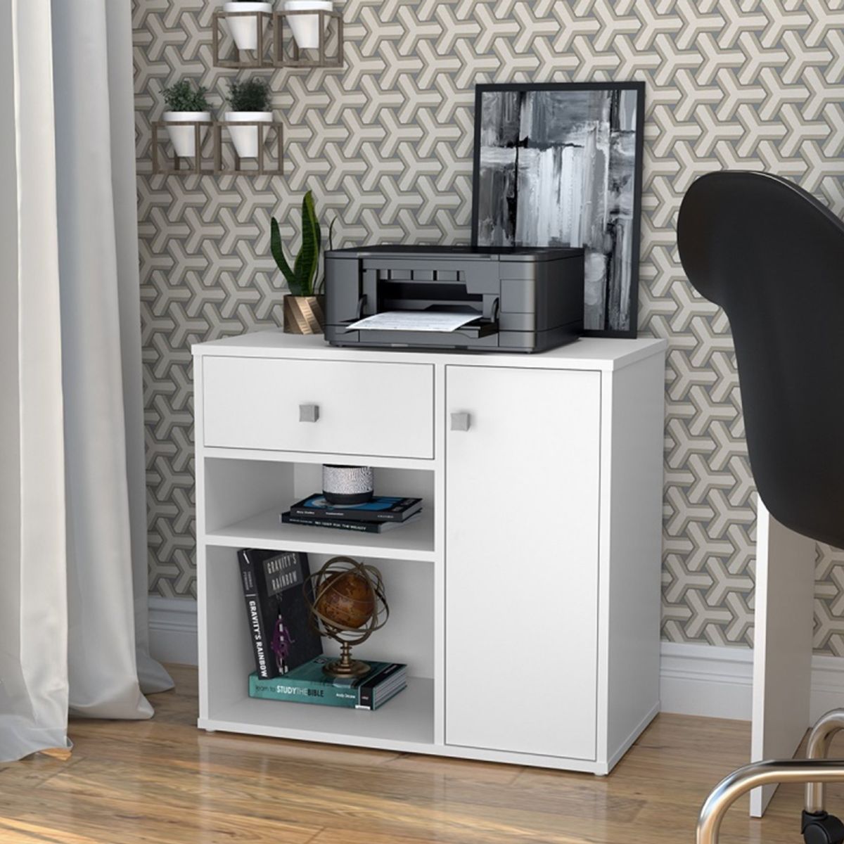 BE DESIGN - Mueble Multiuso Con Puerta Y Cajon Blanco Moveli