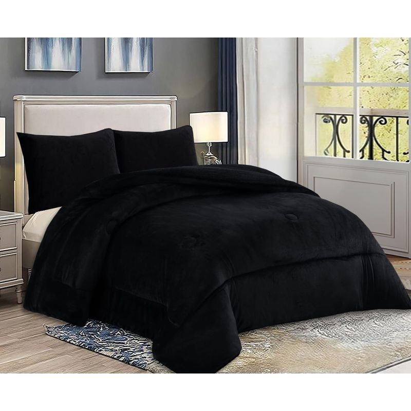 GENERICO - COBERTOR PLUSH CON CHIPORRO COLOR LISO NEGRO TF KING