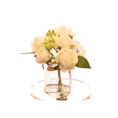 VADELL - Arreglo de flores blancas artificiales de 17 cm en florero de vidrio