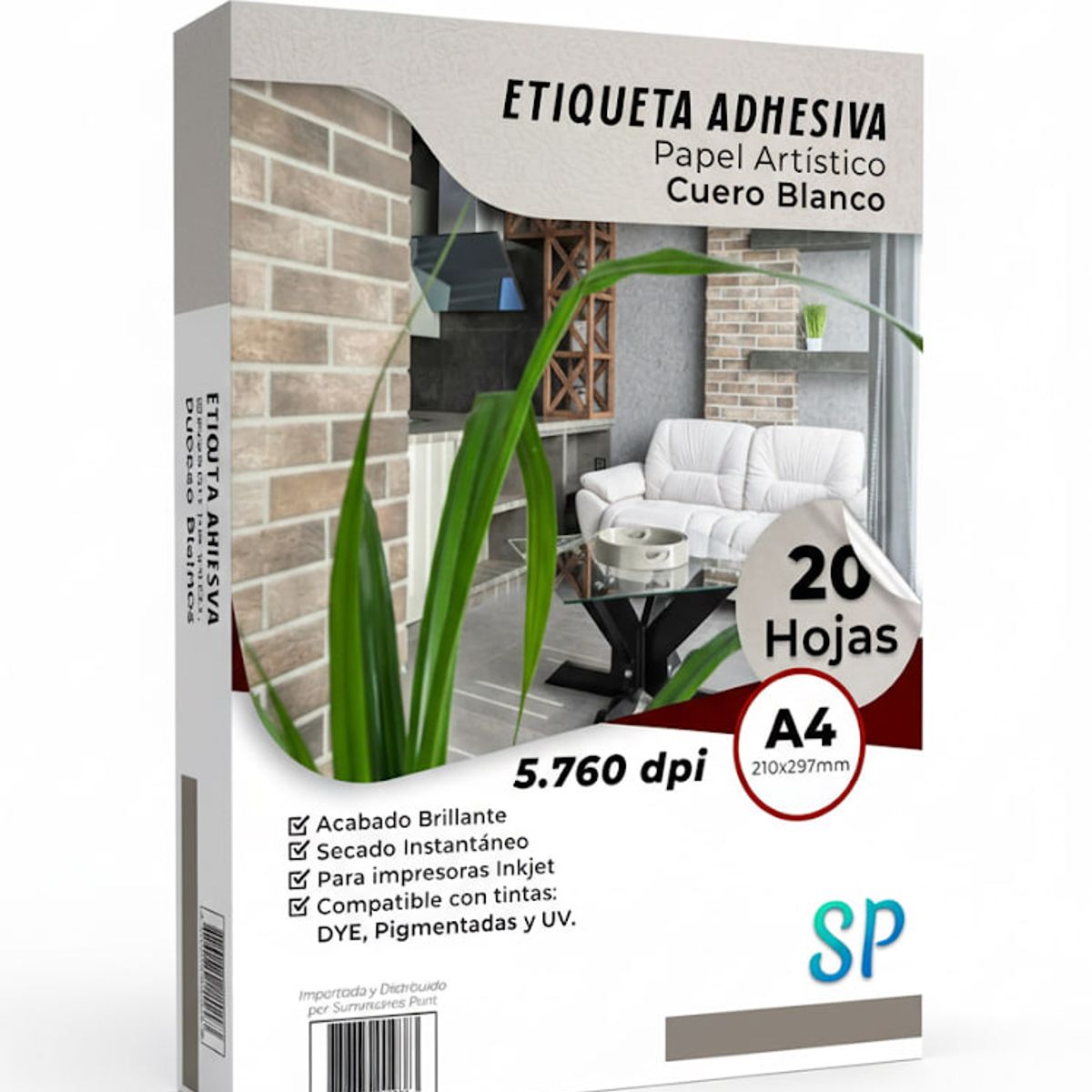 GENERICO - Etiqueta Adhesiva Imprimible Artistico Cuero A4 X 20 Hojas