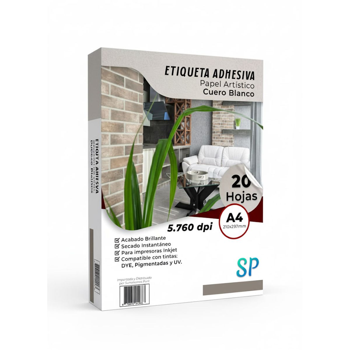 GENERICO - Etiqueta Adhesiva Imprimible Artistico Cuero A4 X 20 Hojas