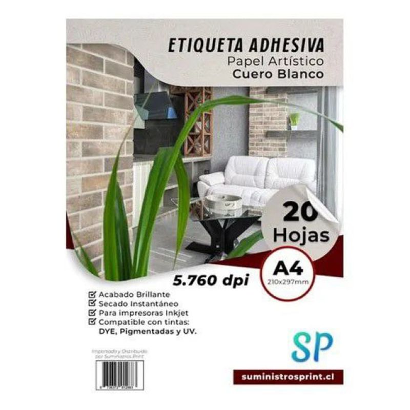 GENERICO - Etiqueta Adhesiva Imprimible Artistico Cuero A4 X 20 Hojas