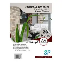 GENERICO - Etiqueta Adhesiva Imprimible Artistico Cuero A4 X 20 Hojas