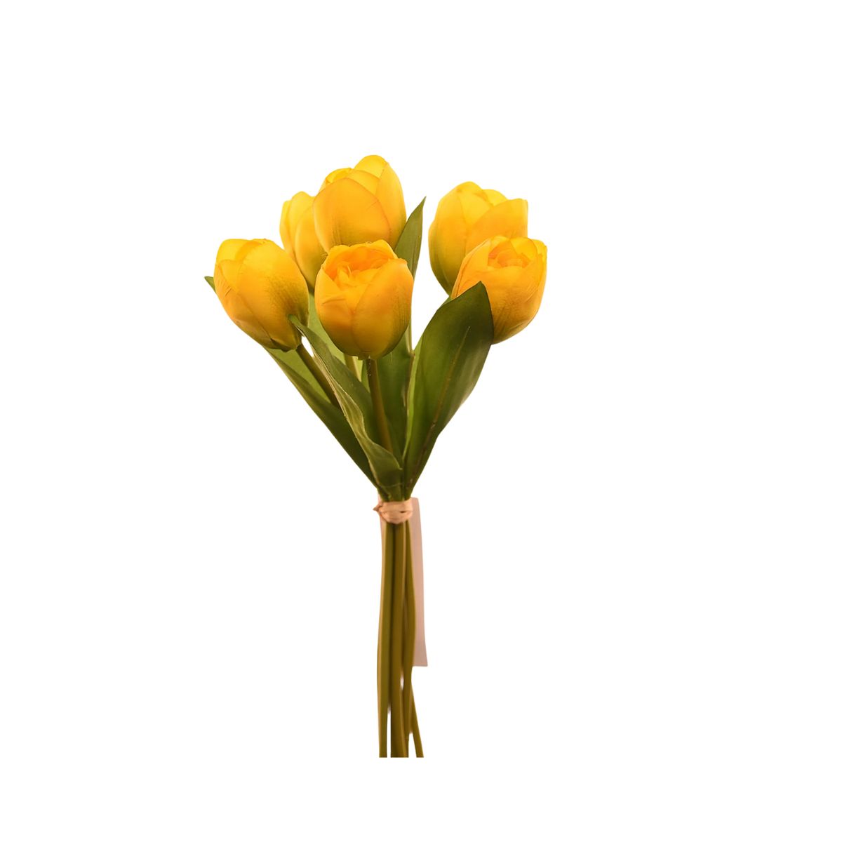 VADELL - Ramo de 6 tulipanes amarillos artificiales de 30 cm