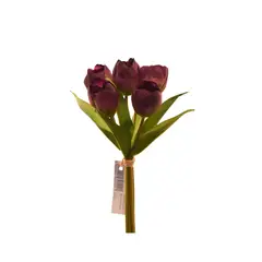 VADELL - Ramo de 6 tulipanes morados artificiales de 30 cm