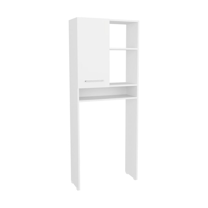 FMFURNITURE - Estante Baño WC 1 Puerta 3 Repisas - Blanco 160.8x63.2x26.5 cm