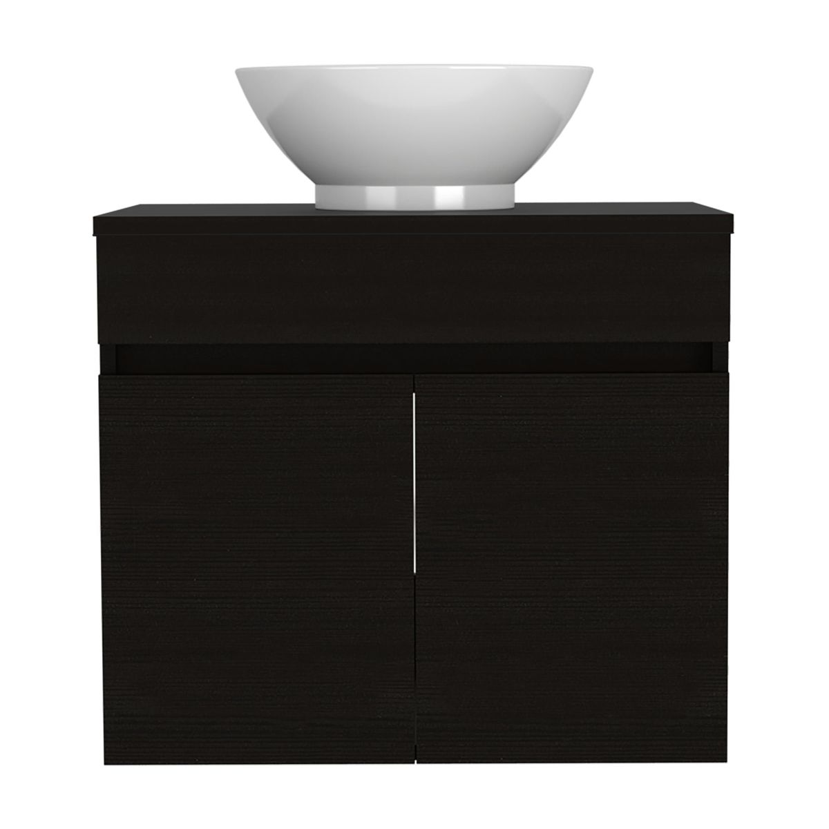 FMFURNITURE - Mueble Vanitorio 2 Puerta Negro 51.8x59.5x44.5 cm