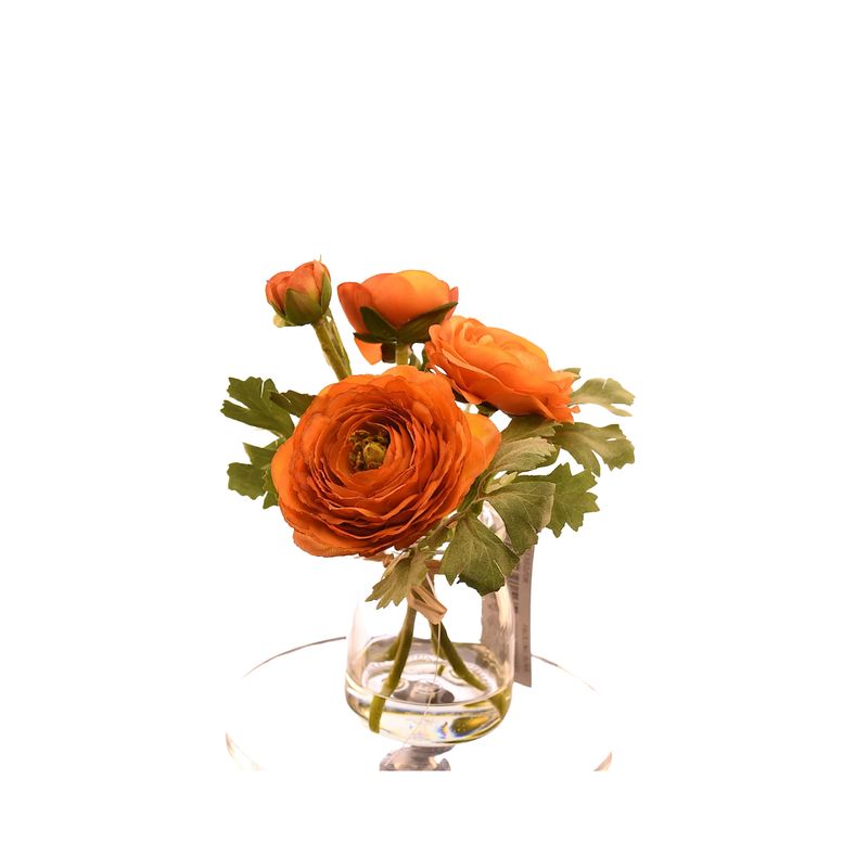 VADELL - Arreglo de flores  artificiales naranja de 18 cm en florero de vidrio