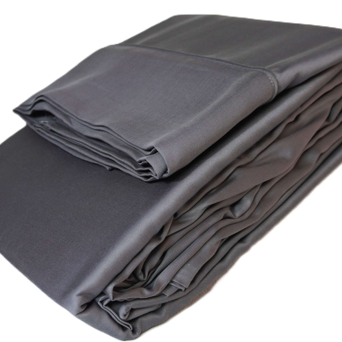 GENERICO - Sabanas Bambu KING con 2 Fundas 100% Lyocell 300 hilos Sgreen/Gris Oscuro
