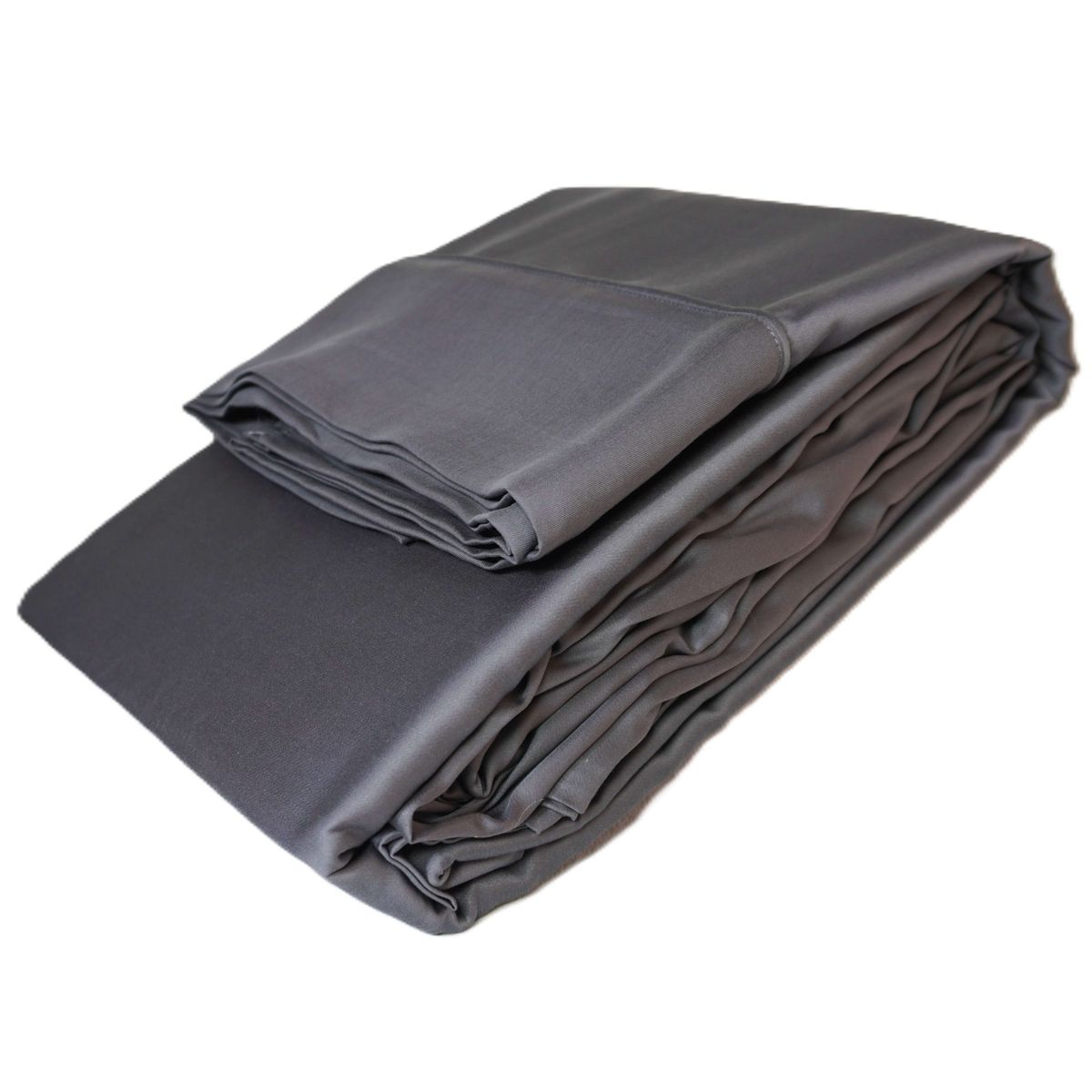GENERICO - Sabanas Bambu KING con 2 Fundas 100% Lyocell 300 hilos Sgreen/Gris Oscuro