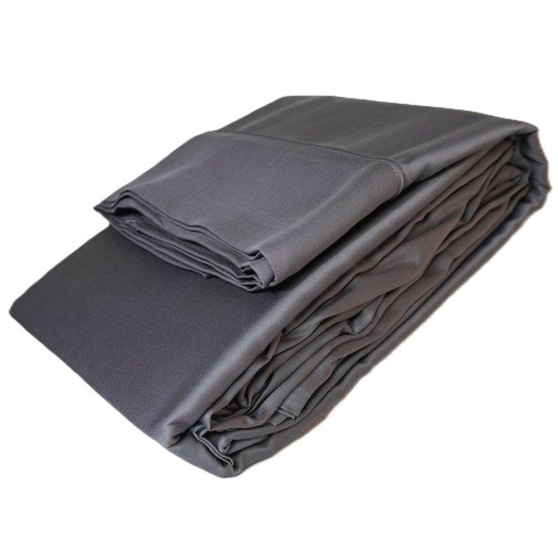 GENERICO - Set de Sabanas 100% Lyocell Bambu 300 hilos SGREEN Gris Super King con 2 FUNDAS