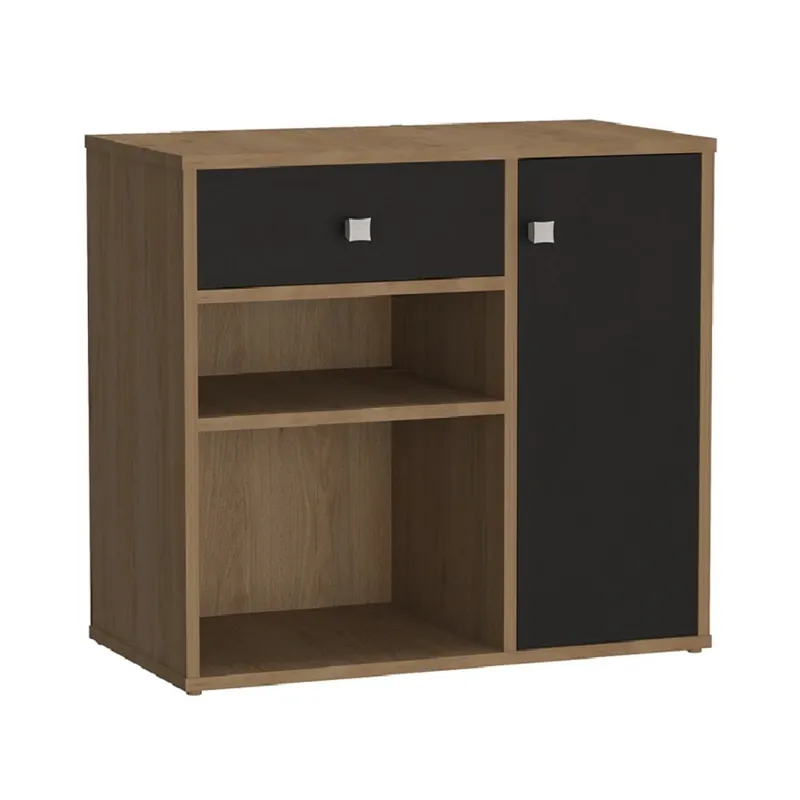 BE DESIGN - MUEBLE MULTIUSO CON PUERTA Y CAJÓN MIEL Y NEGRO RAVENA EMOVELL