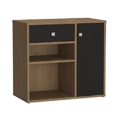 BE DESIGN - MUEBLE MULTIUSO CON PUERTA Y CAJÓN MIEL Y NEGRO RAVENA EMOVELL