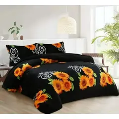 GENERICO - COBERTOR PLUSH CON CHIPORRO LISO DISEÑO NEGRO GIRASOLES TF KING