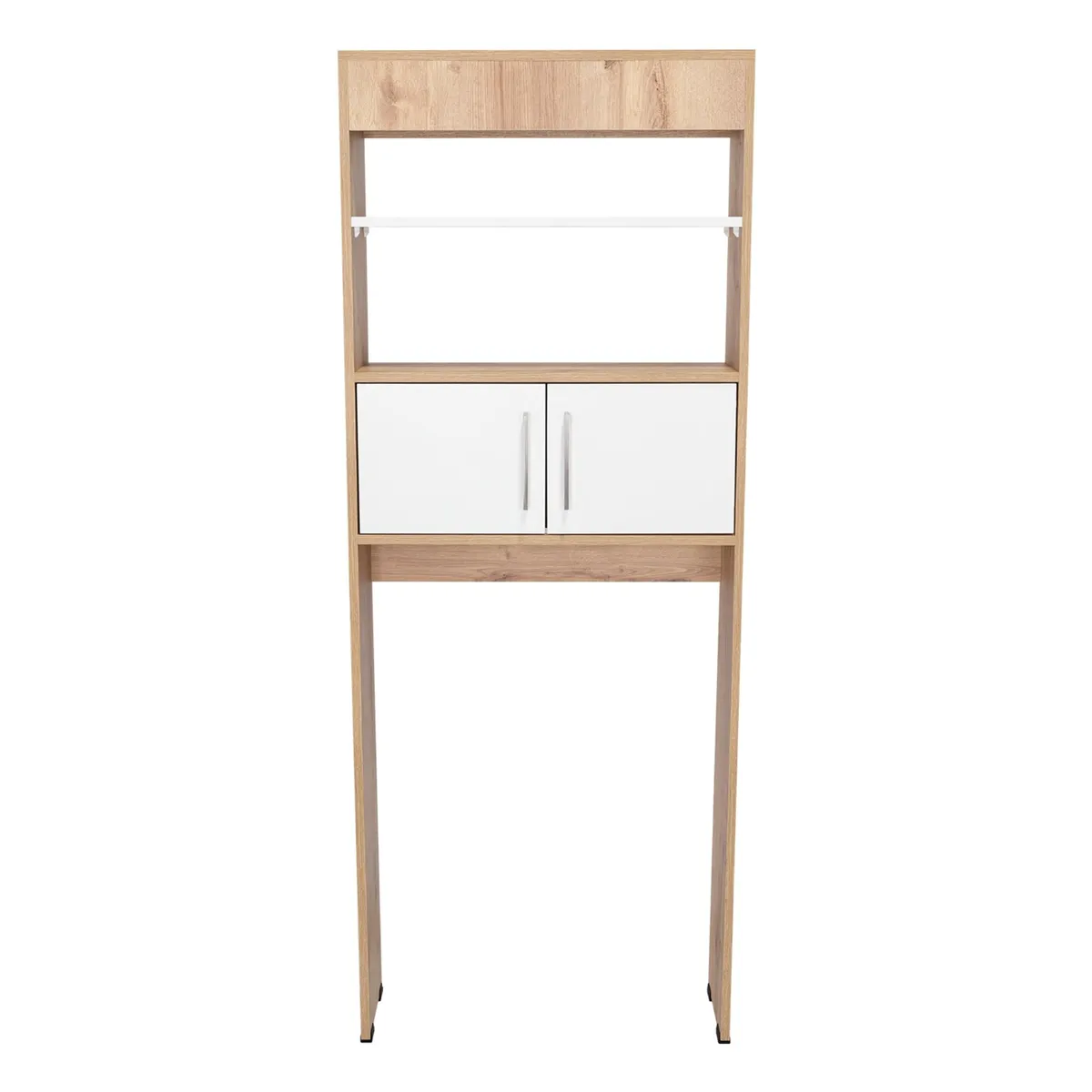 FMFURNITURE - Estante Baño WC 2 Puertas 3 Repisa - Café claro y Blanco 160x62.4x20.3 cm…