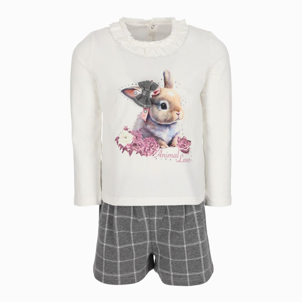 LIMONADA - Conjunto niña de polera y shorts gris Limonada