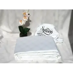 GENERICO - Set Sabanas 100% Bambu 300 hilos SGREEN/Blanco Super King con 2 FUNDAS