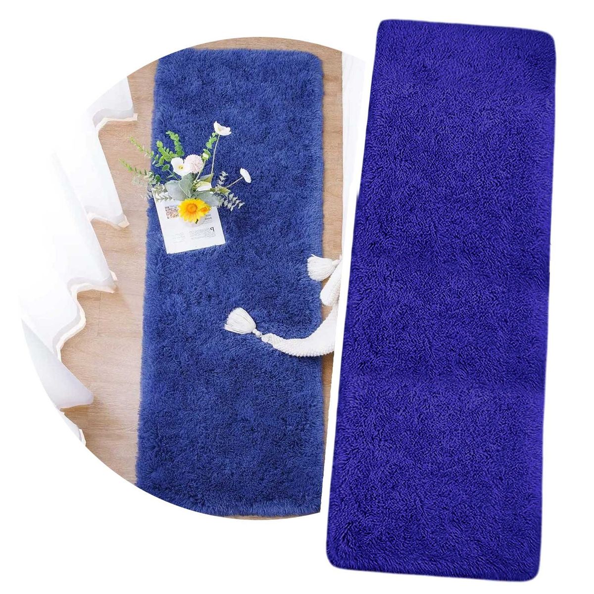 GENERICO - Alfombra Peluds - Bajada de Cama - Pasilleras 50x150cm Azul