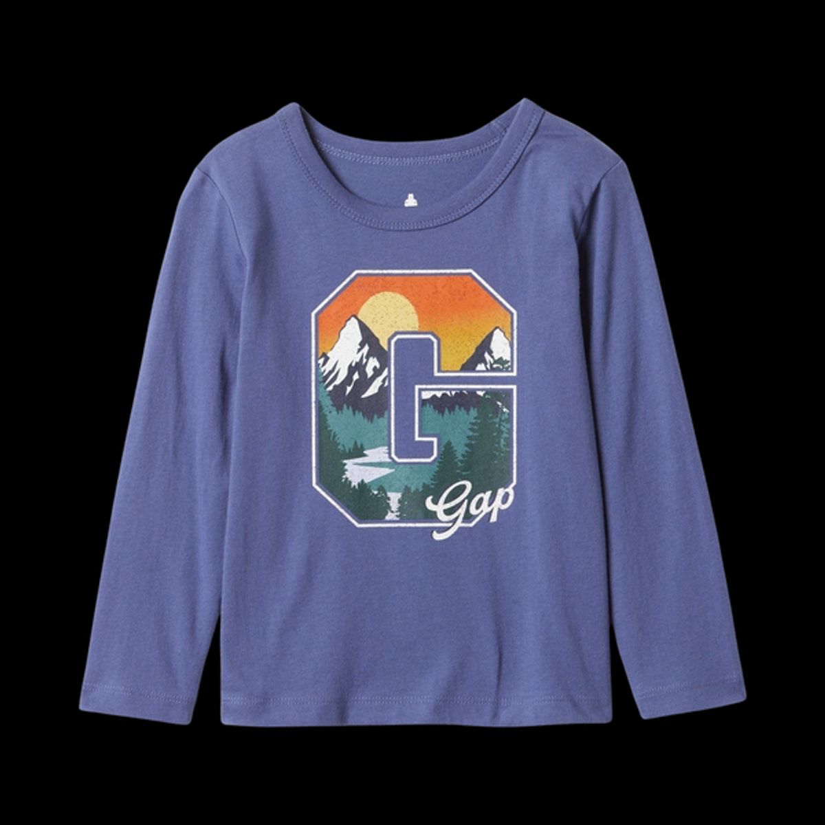 GAP - Polera Hombre Gráfica Manga Larga Azul GAP