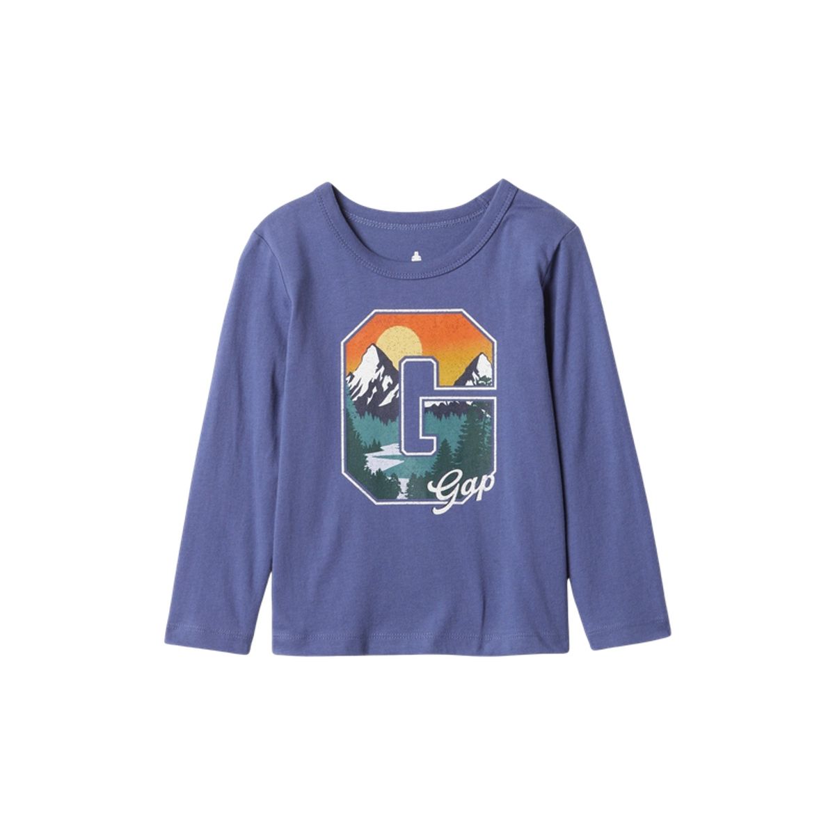 GAP - Polera Hombre Gráfica Manga Larga Azul GAP