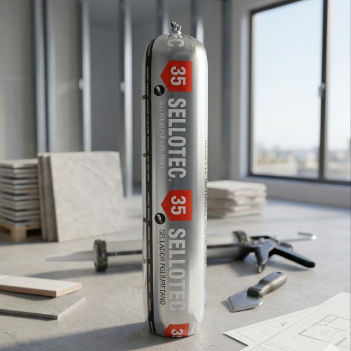 GENERICO - Sellador de Poliuretano Gris 600 Ml. Sellotec Pu3500