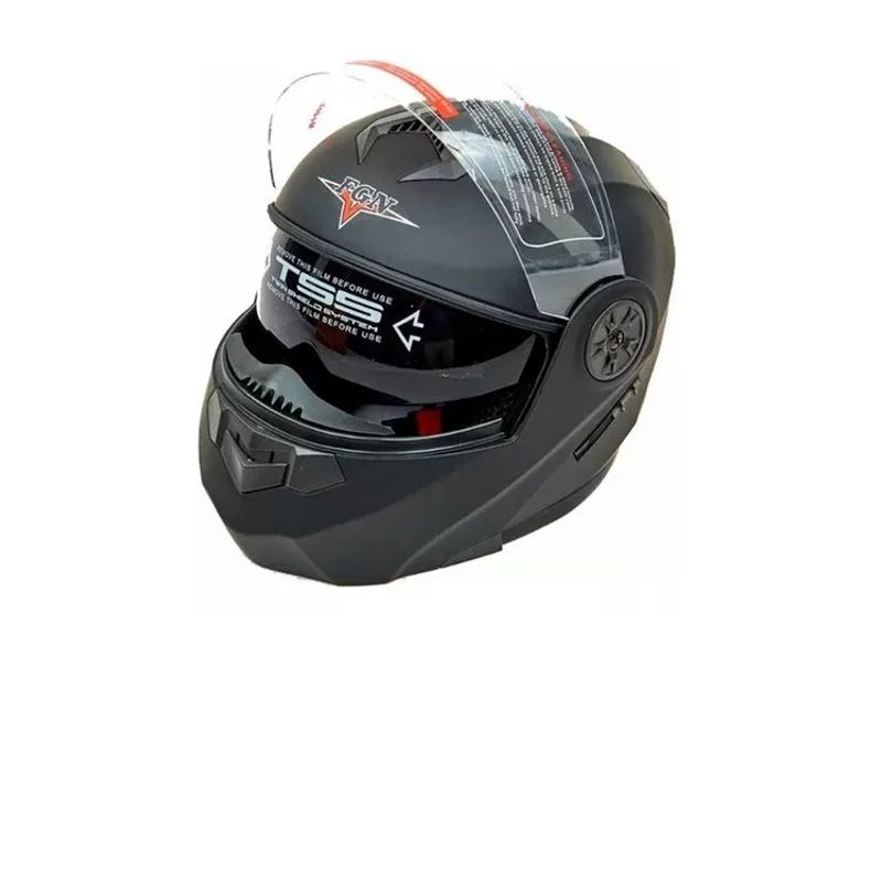 GENERICO - Casco para moto FGN 862 negro brillante abatible talla L