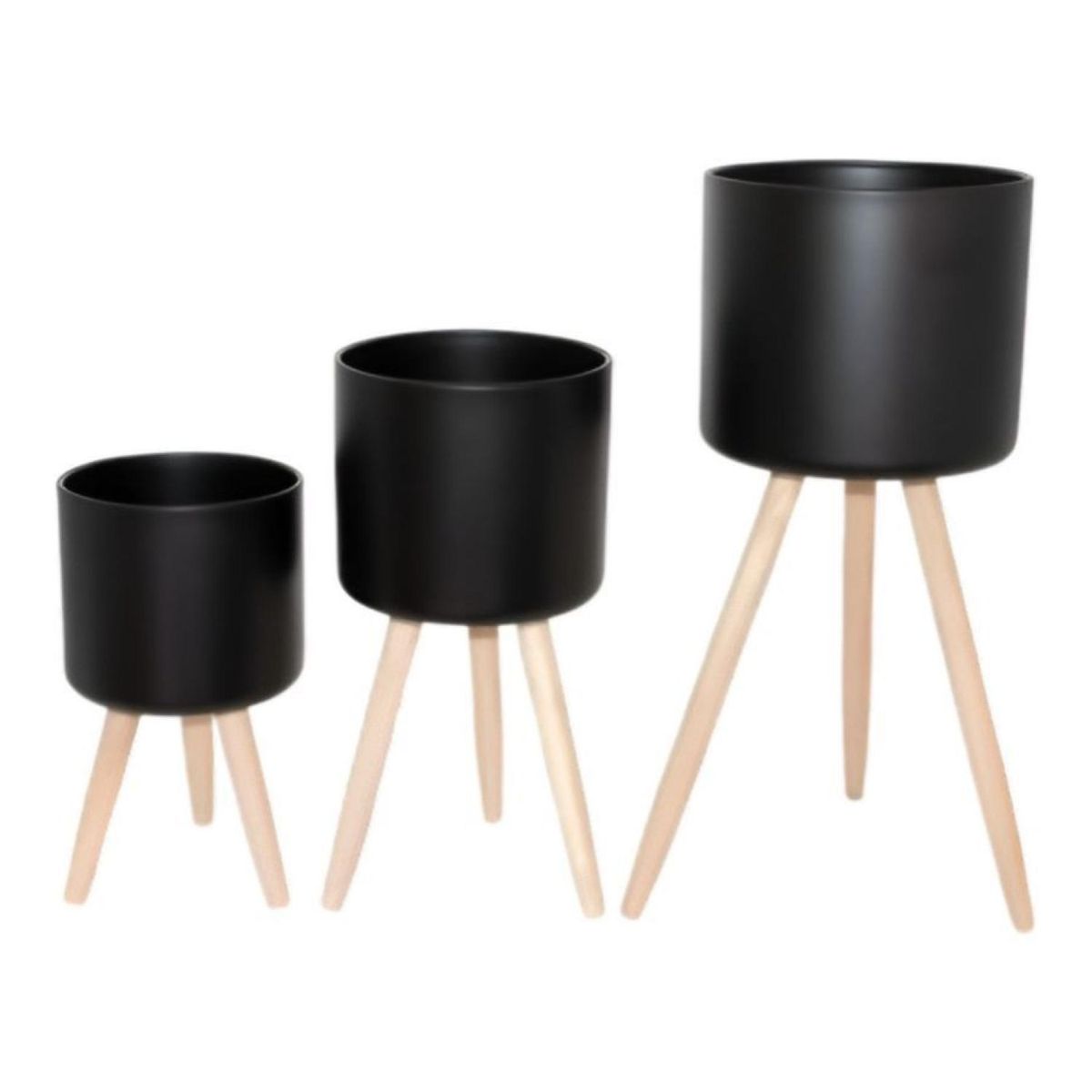 GENERICO - Maceteros Modernos Negro Pack 3